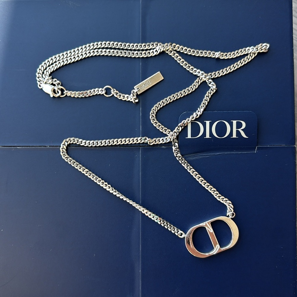 Dior Sterling Silver Logo Icon Necklace